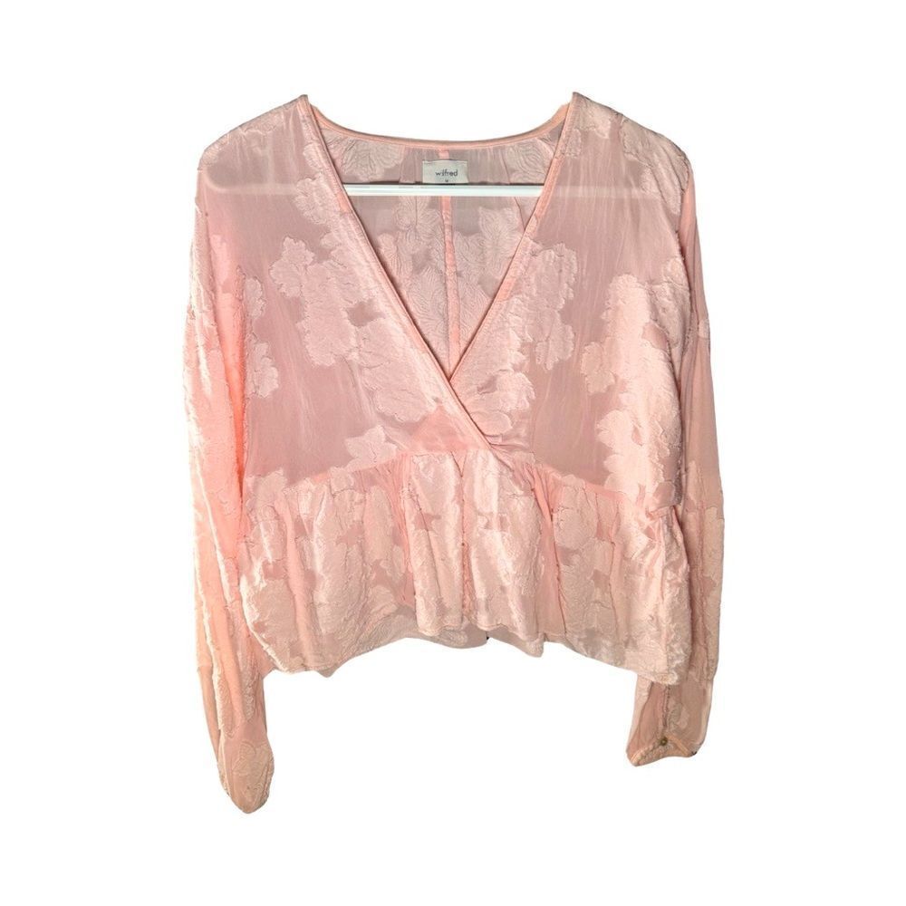 Blouse – Size Medium Wilfred Augustine Sheer Floral Light Pink